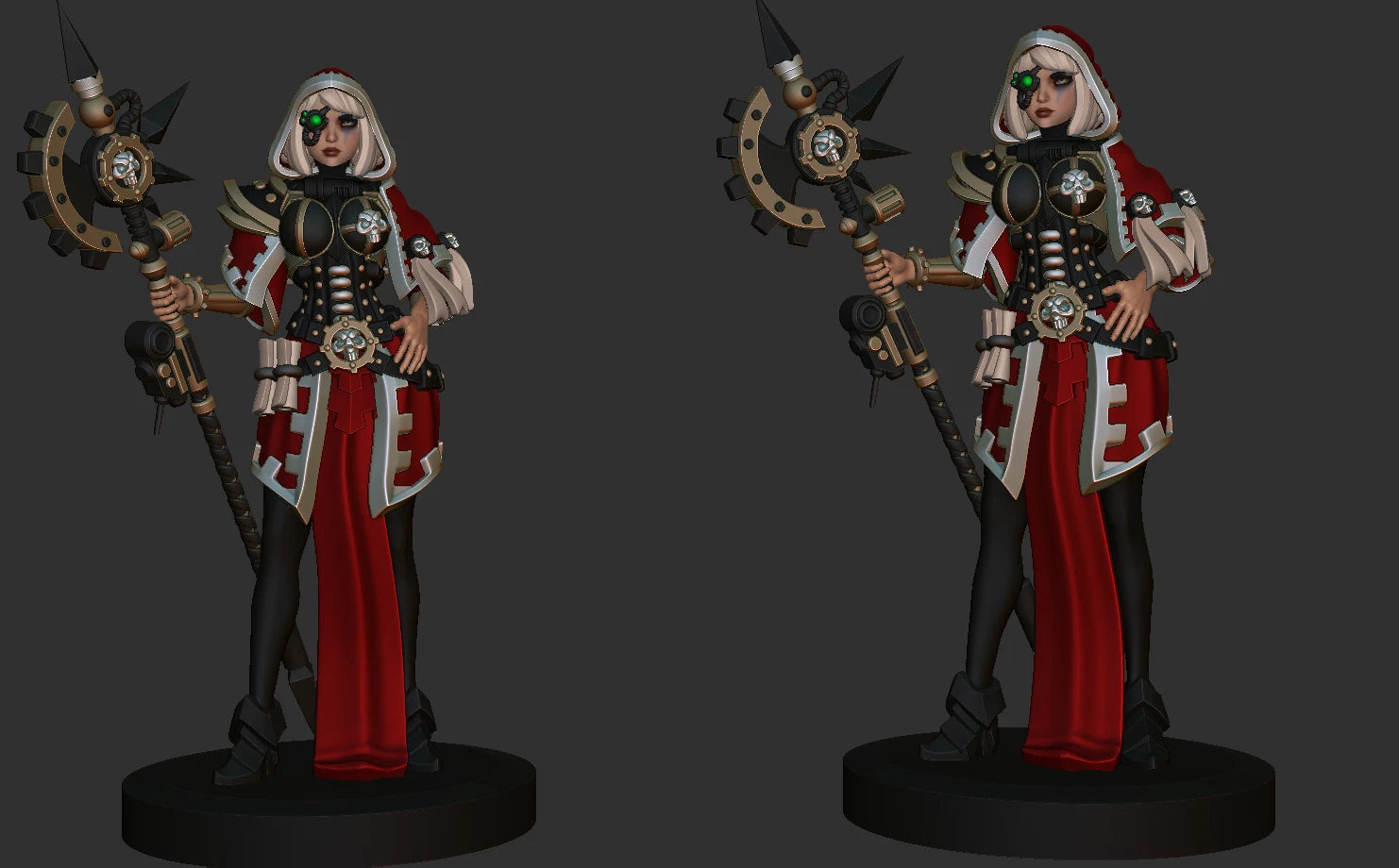 Space Nuns Tech Priestess (short cloak). 3D printed mini.