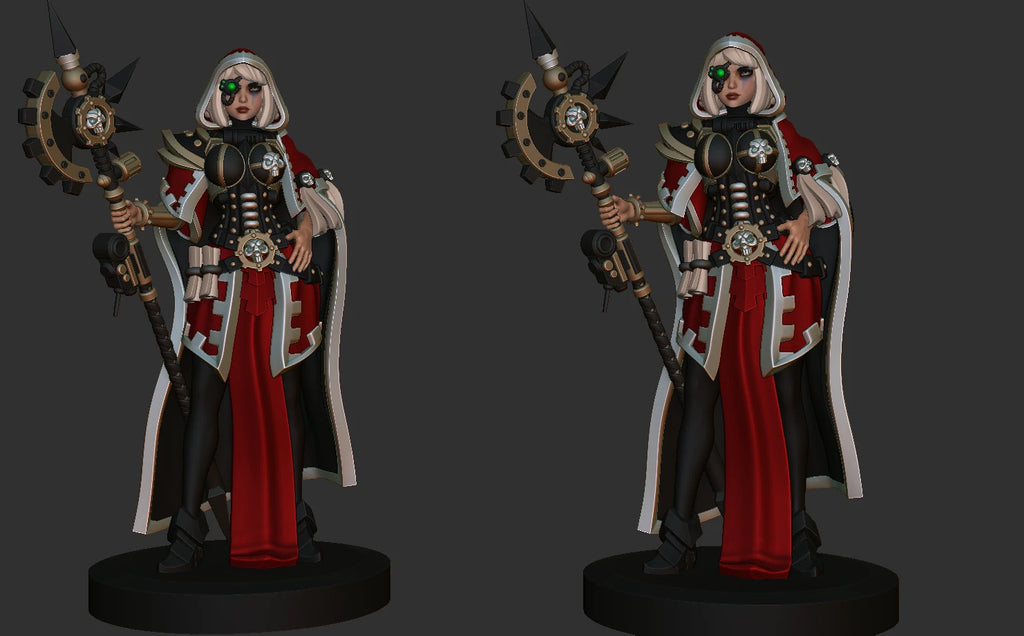 Space Nuns Tech Priestess (long cloak). 3D printed mini.