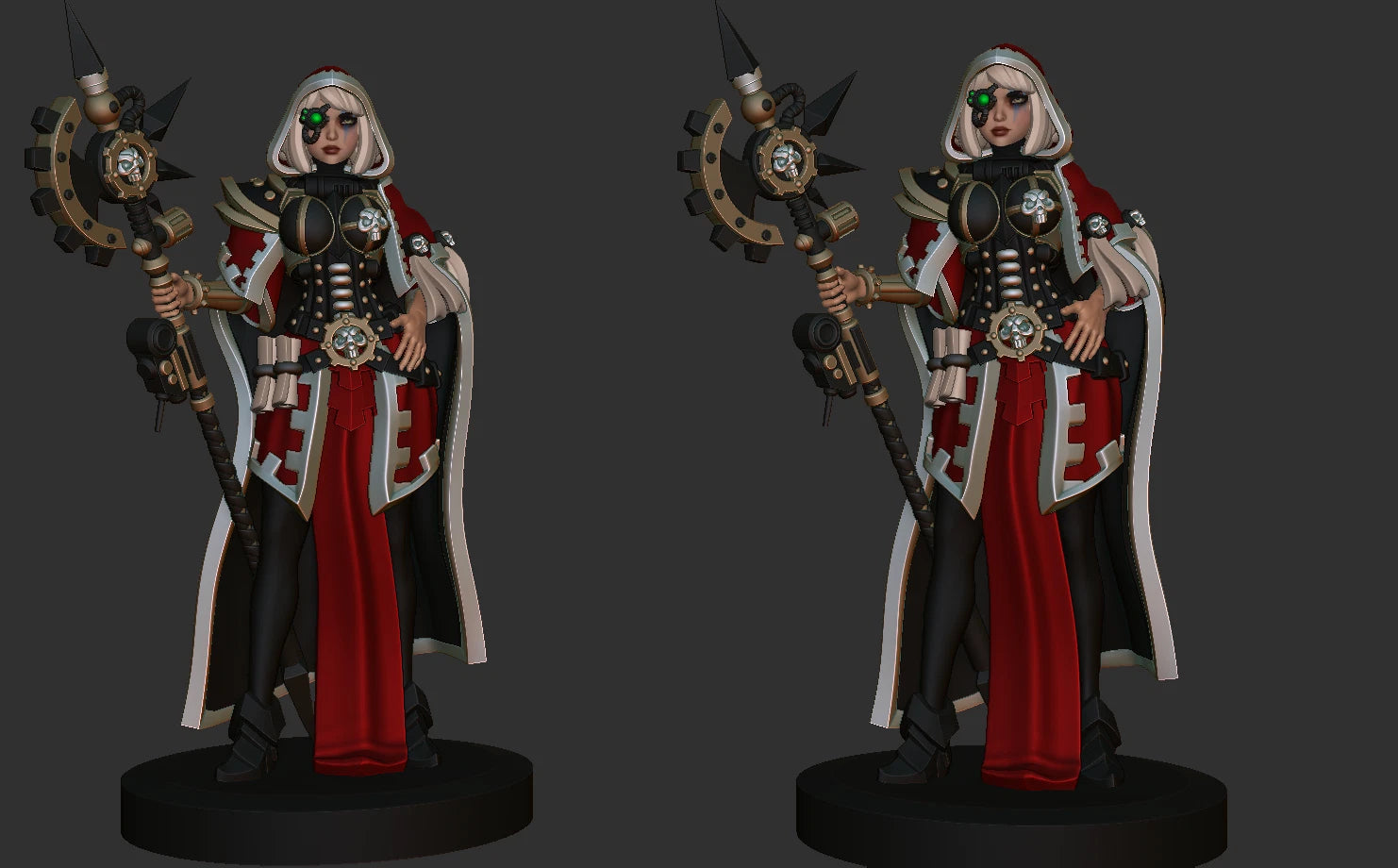 Space Nuns Tech Priestess (long cloak). 3D printed mini.