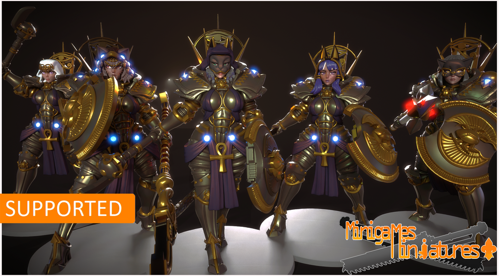 Space Nuns Bastet Sacresants squad (10 models). 3D printed minis.