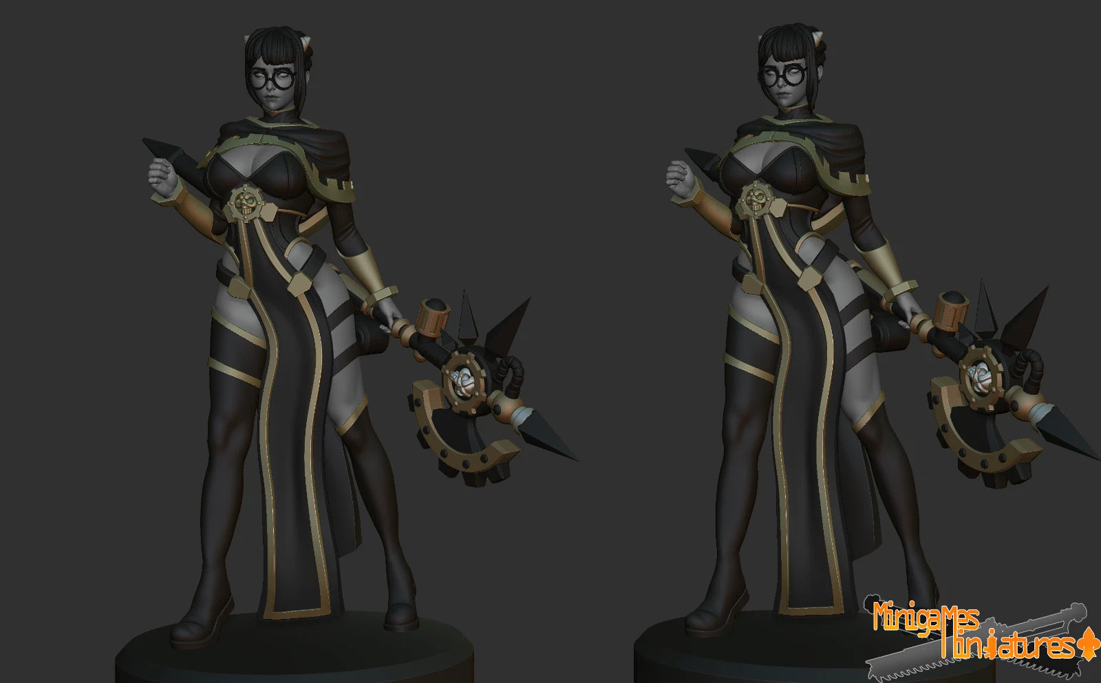 Space Nuns Pinup Tech Priestess. 3D printed mini.