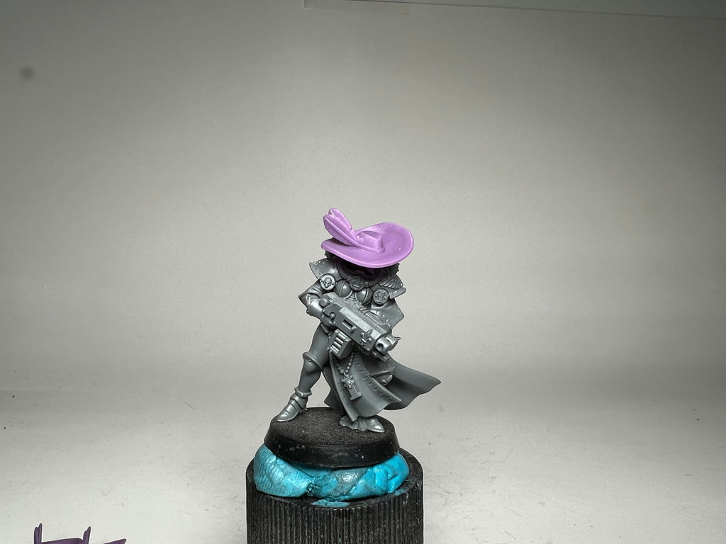 Sci-Fi Space Nuns female head pack 14, Large Round Hats. 3D printed conversion bits.