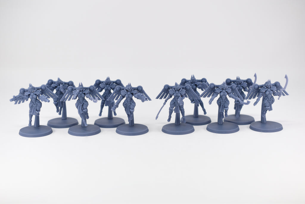 Space Nuns Bastet Seraphim squad (10 models). 3D printed minis.