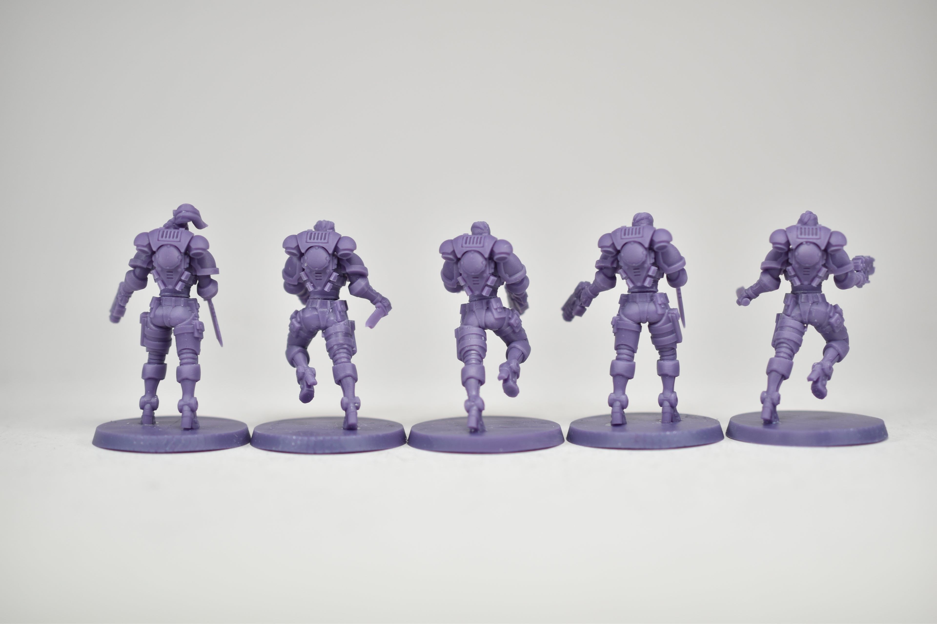 Female Space Warrior squad (10 models). 3D printed minis.