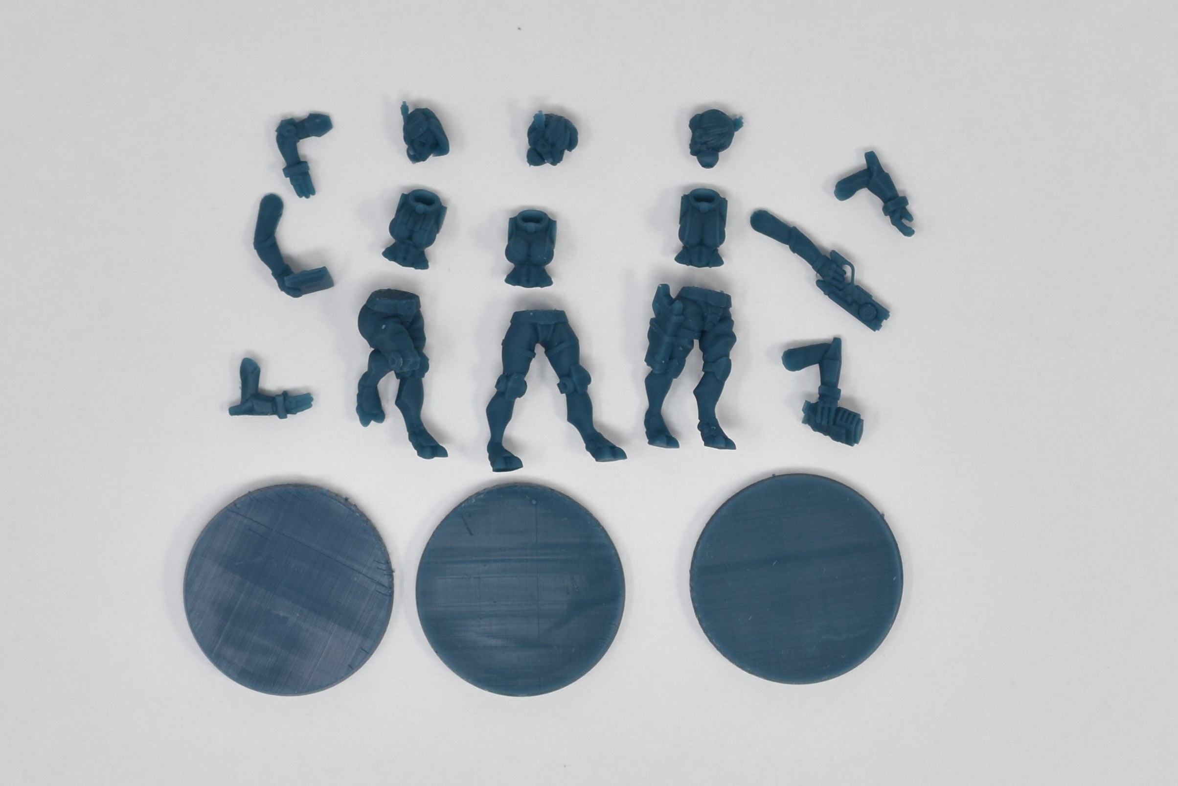 Greater Good Battle Suit Pilots. 3D printed minis.