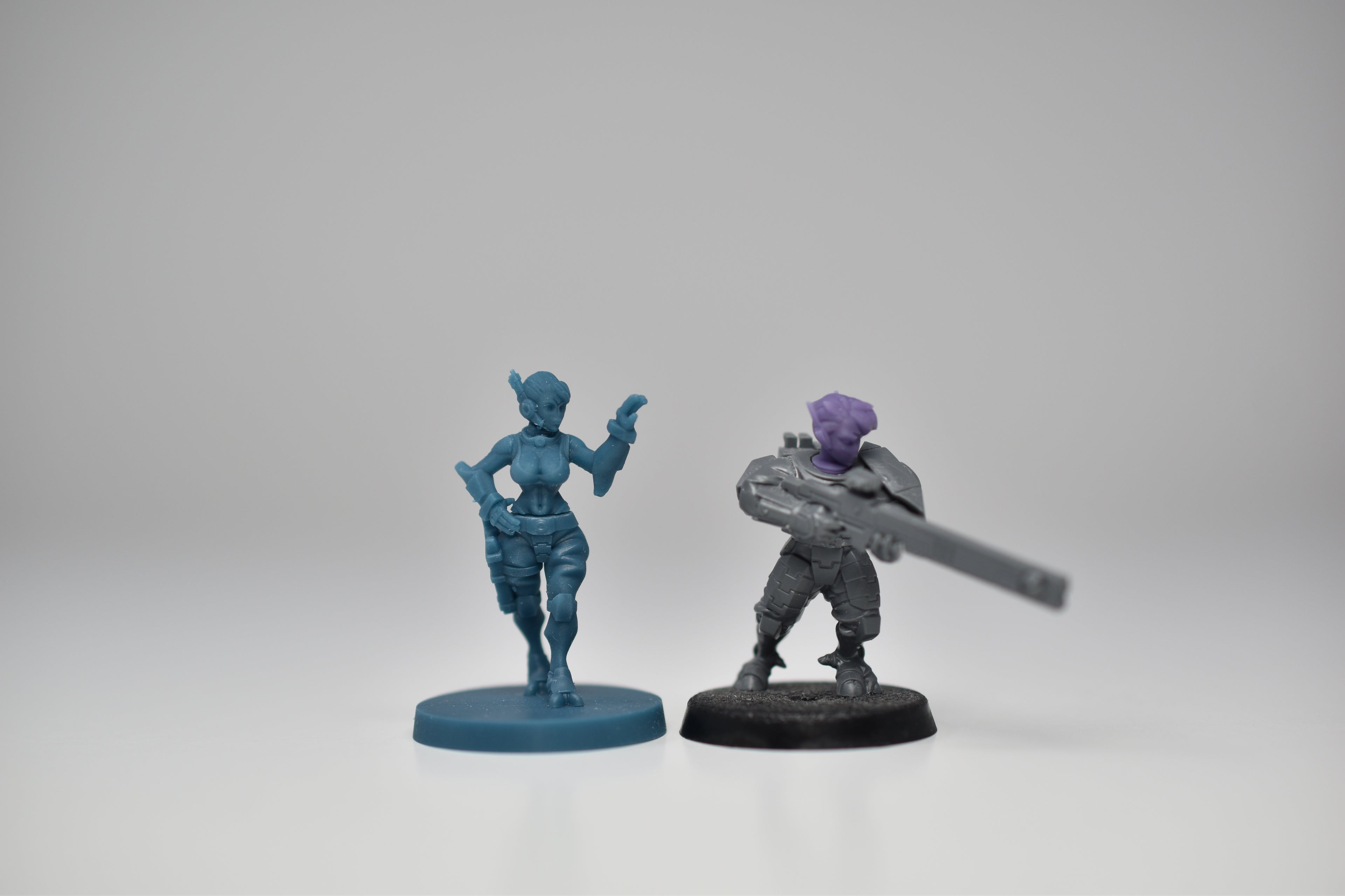 Greater Good Battle Suit Pilots. 3D printed minis.