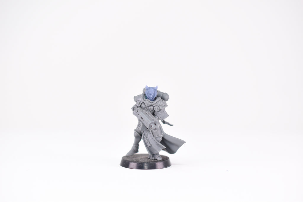Sci-Fi Space Neko Nuns female head pack 4, Bob Cuts 2. 3D printed conversion bits.