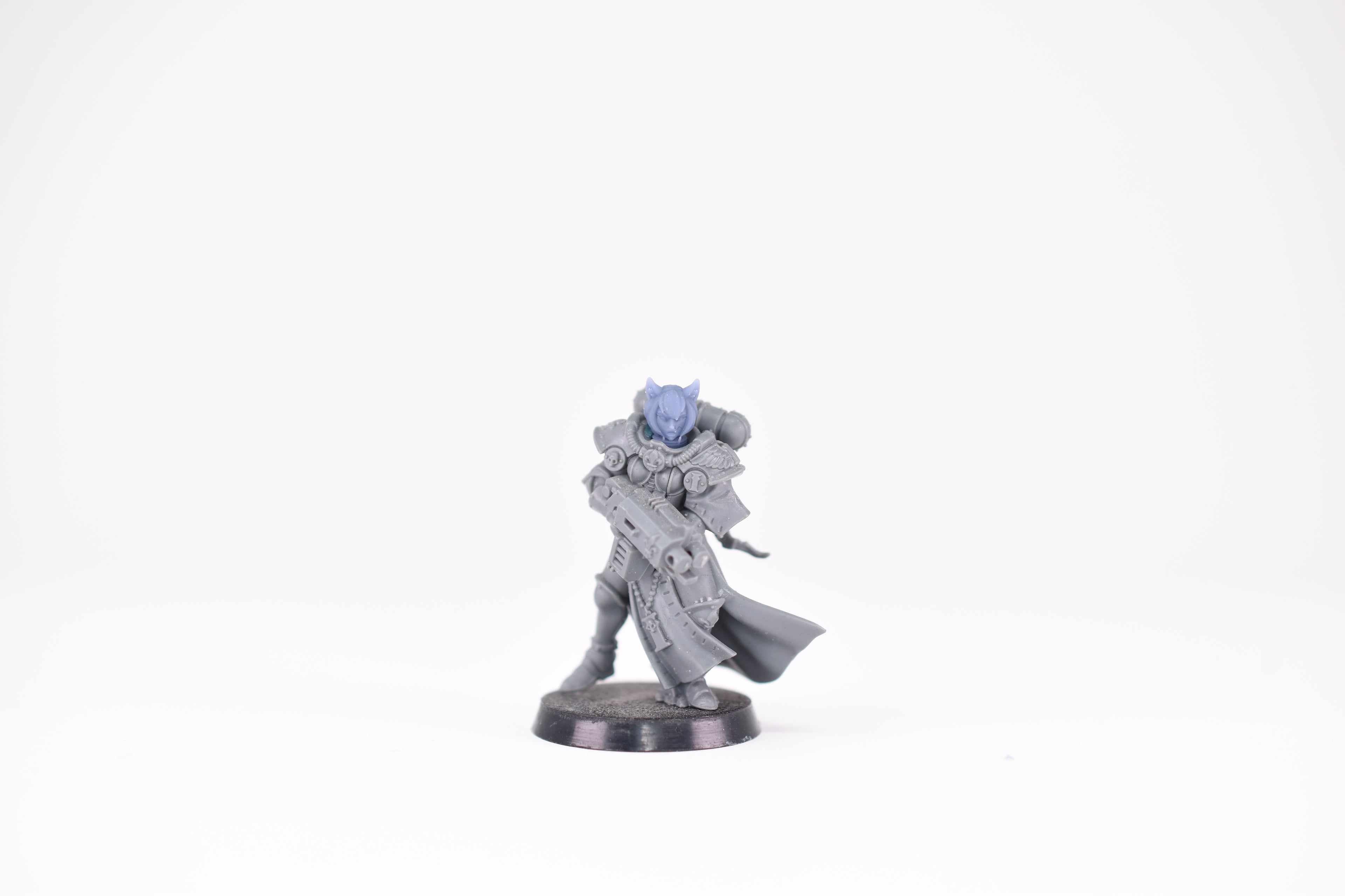 Sci-Fi Space Neko Nuns female head pack 4, Bob Cuts 2. 3D printed conversion bits.