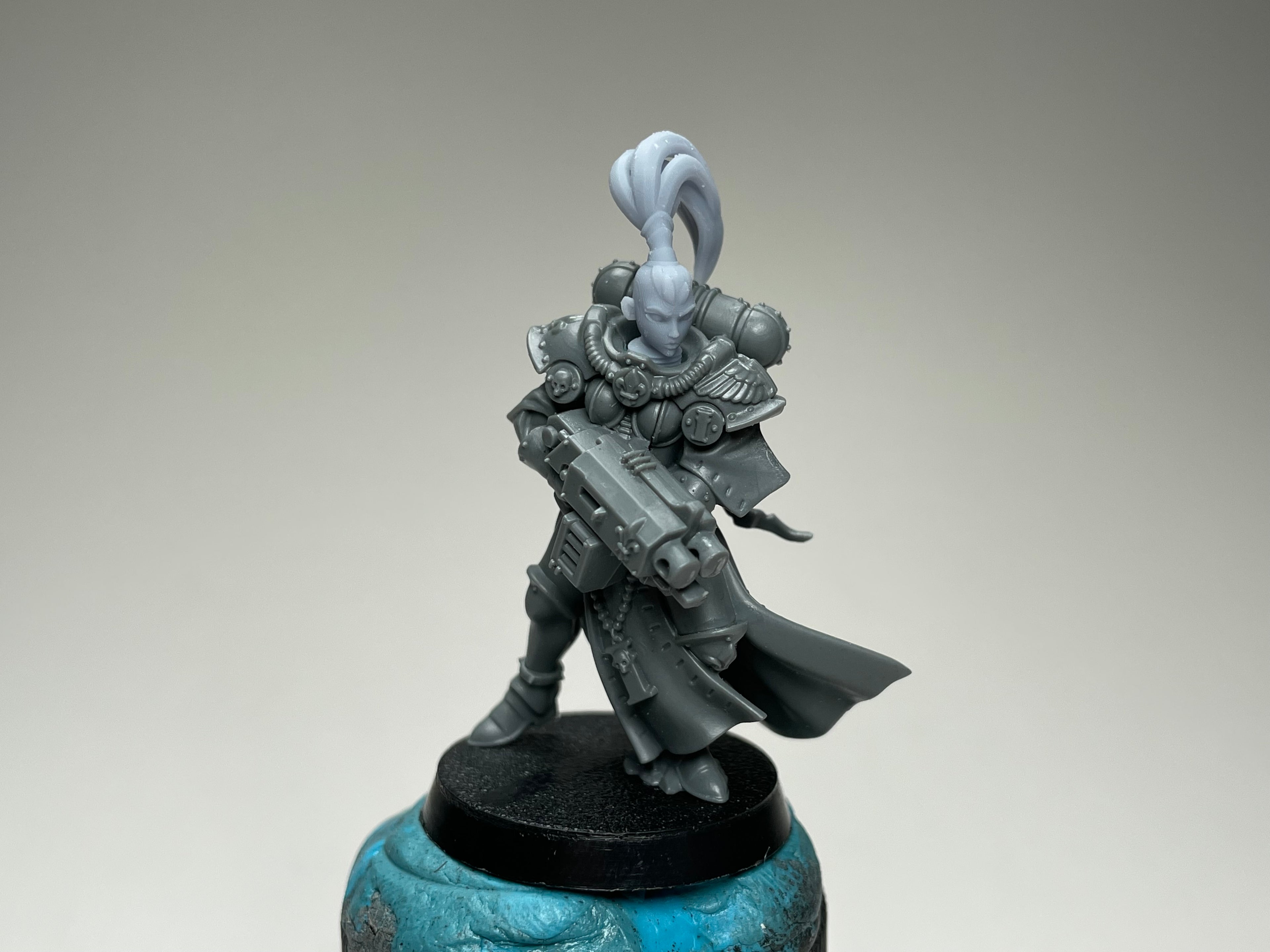 Sci-Fi Space Nuns female head pack 2, Top Knot Ponytails. 3D printed conversion bits.