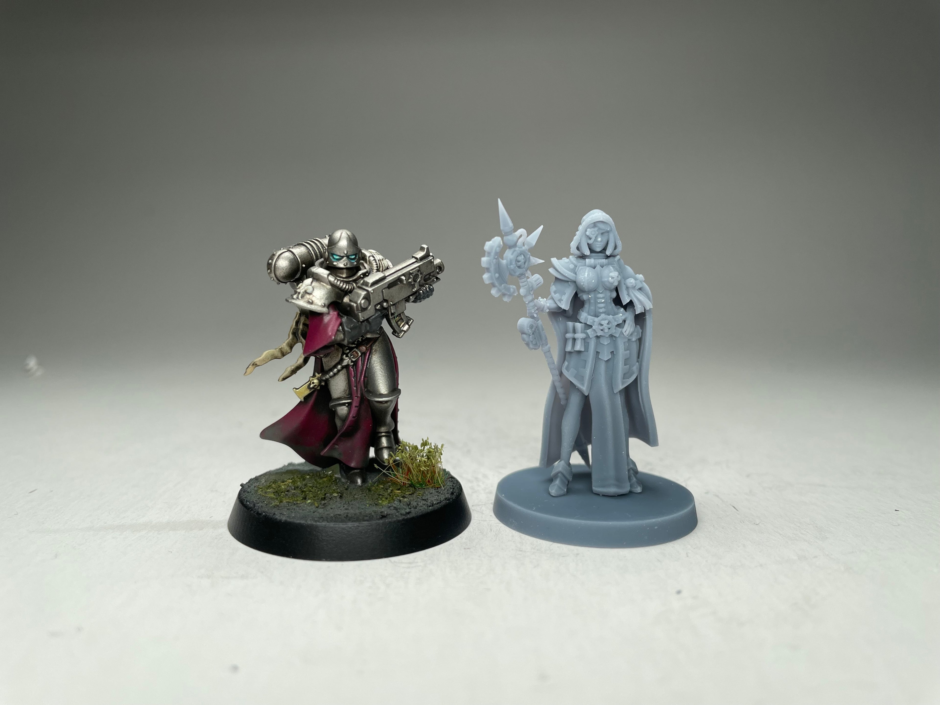 Space Nuns Tech Priestess (long cloak). 3D printed mini.