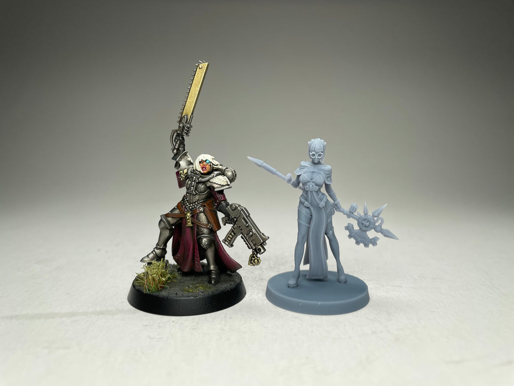 Space Nuns Pinup Tech Priestess. 3D printed mini.