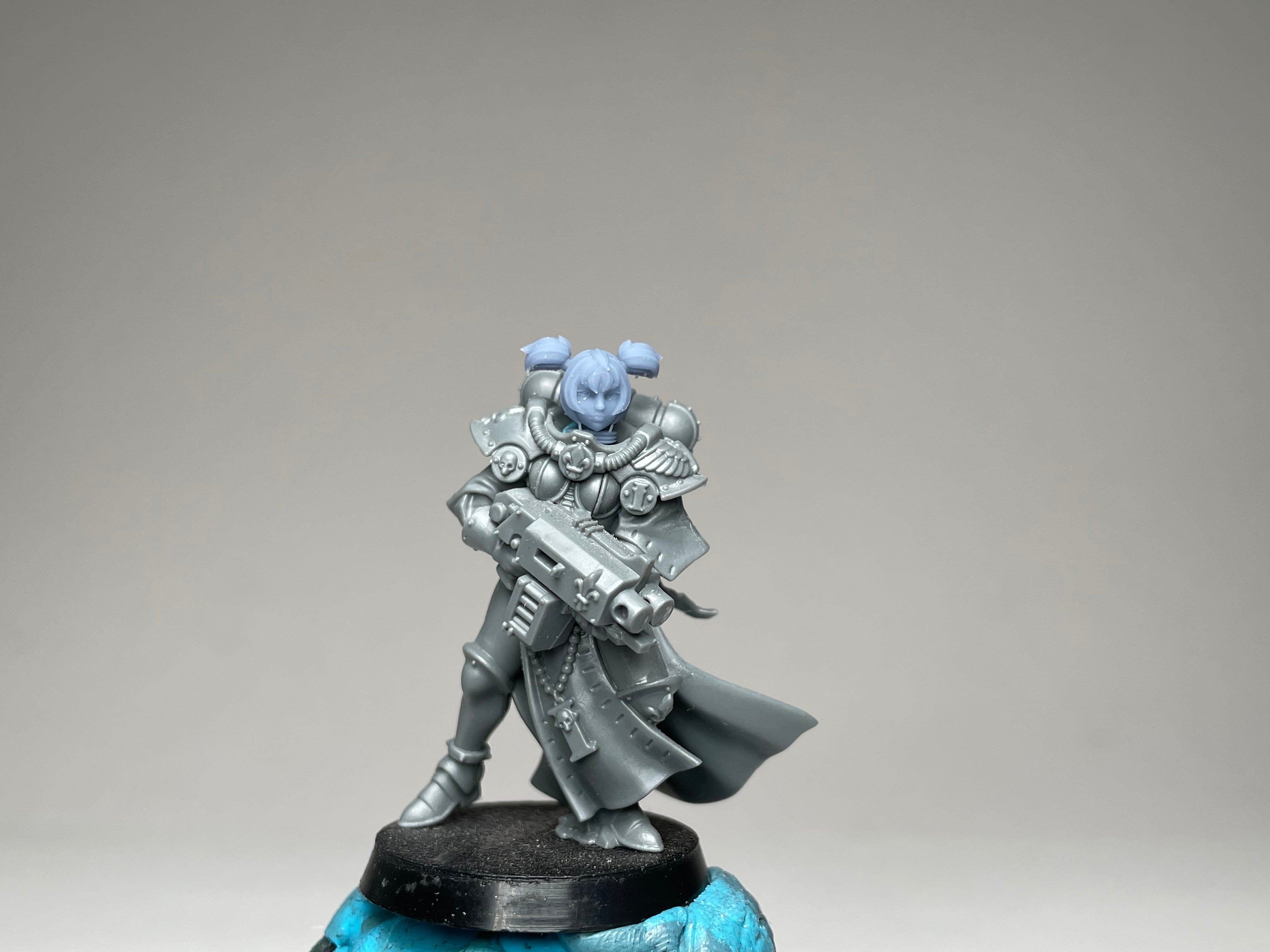 Sci-Fi Space Nuns female head pack 11, Bob Cuts 2. 3D printed conversion bits.