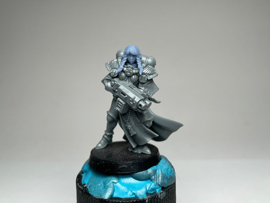Sci-Fi Space Nuns female head pack 12, Ponytails. 3D printed conversion bits.