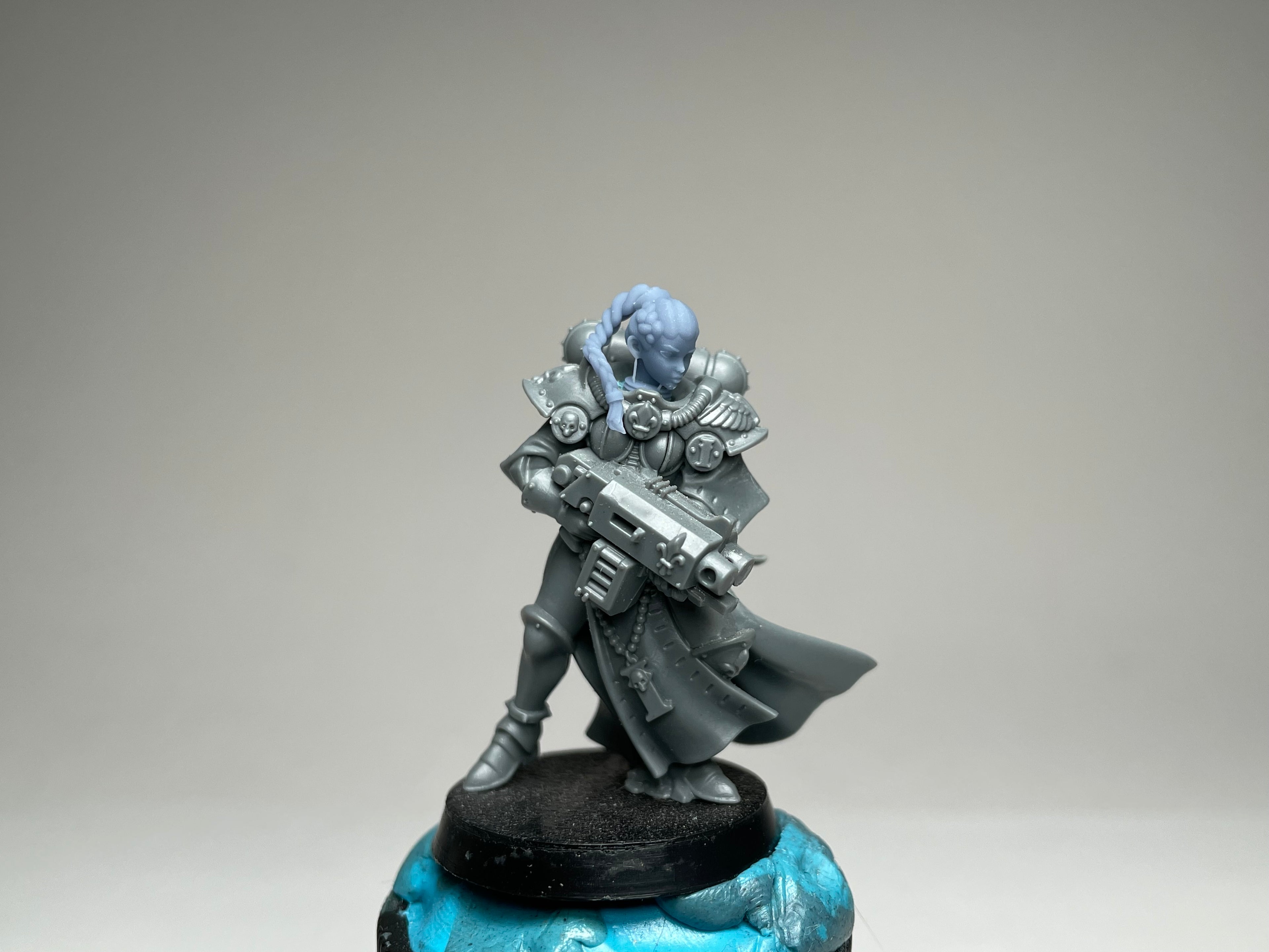 Sci-Fi Space Nuns female head pack 12, Ponytails. 3D printed conversion bits.