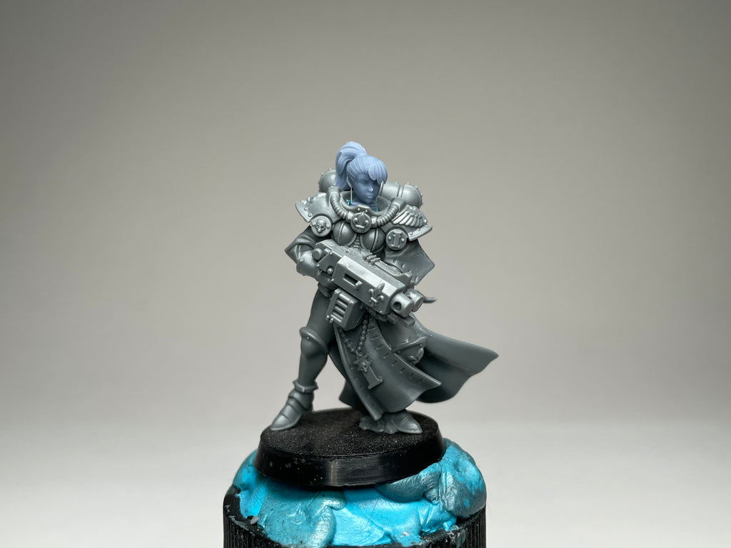 Sci-Fi Space Nuns female head pack 12, Ponytails. 3D printed conversion bits.