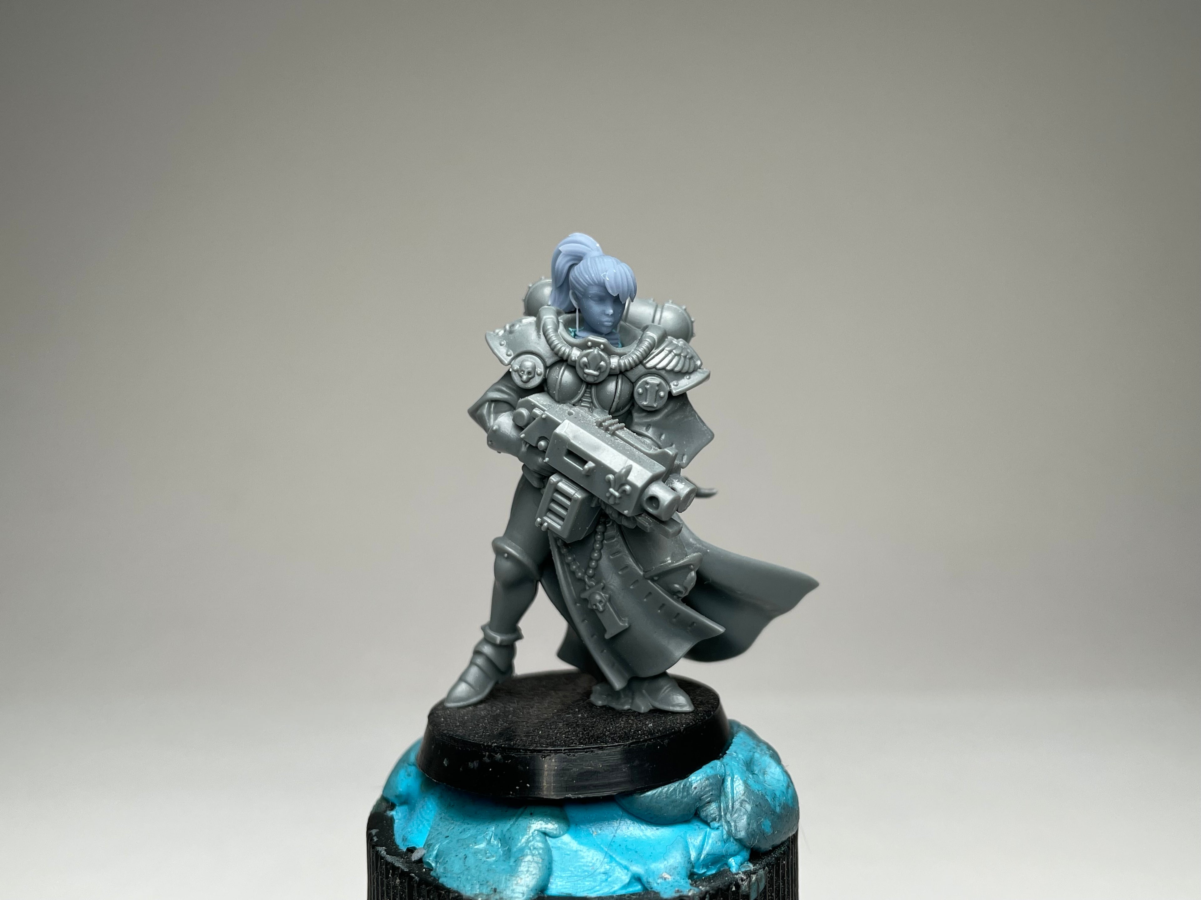 Sci-Fi Space Nuns female head pack 12, Ponytails. 3D printed conversion bits.