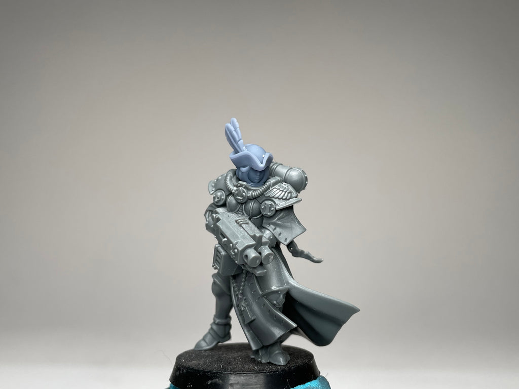 Sci-Fi Space Nuns female head pack 6, Tricorn Hats. 3D printed conversion bits.