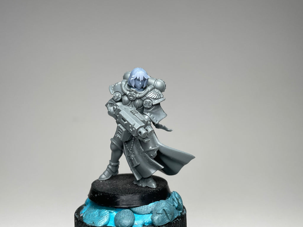 Sci-Fi Space Nuns female head pack 1, Bob Cuts. 3D printed conversion bits.