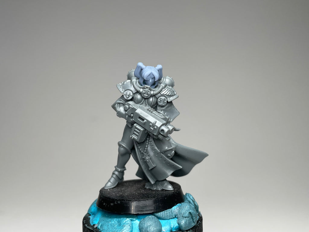 Sci-Fi Space Nuns female head pack 1, Bob Cuts. 3D printed conversion bits.