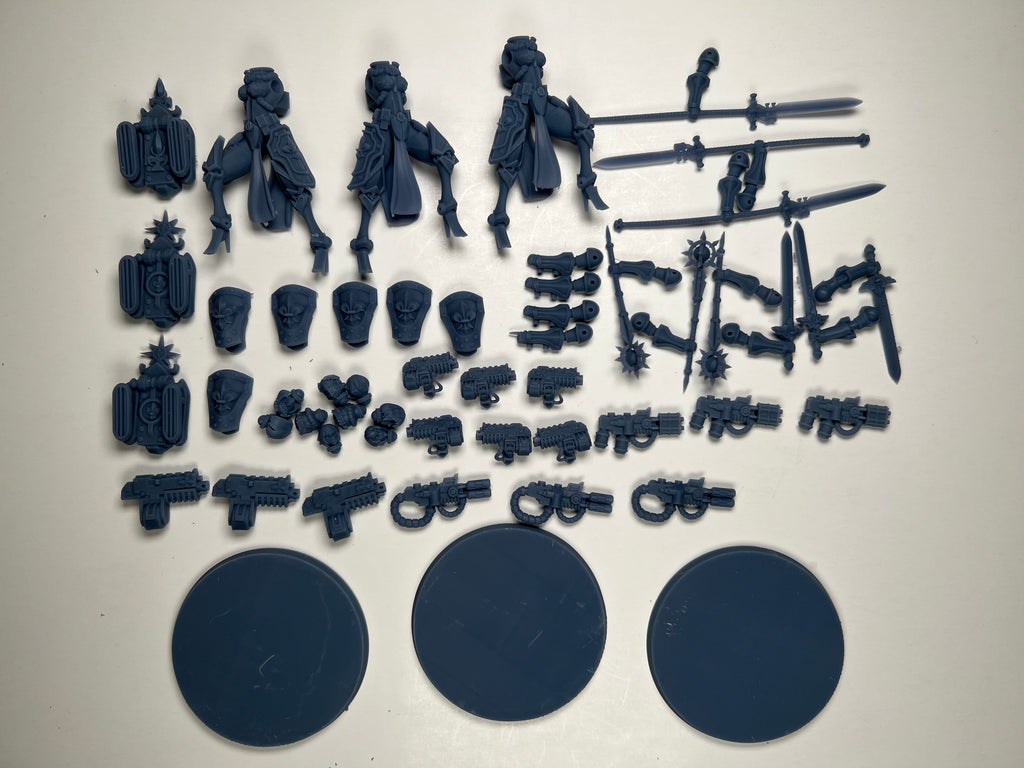 Space Nuns Heavy Warsuit squad (3 models). 3D printed minis