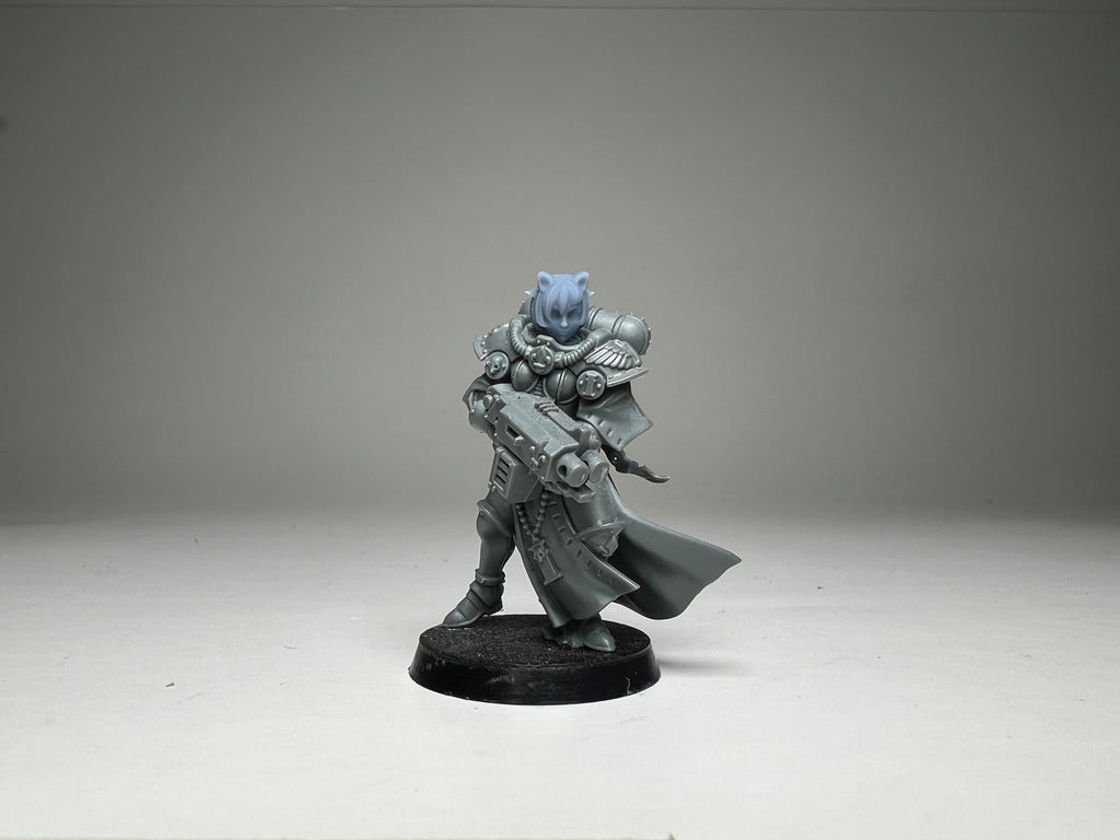 Sci-Fi Space Neko Nuns female head pack 1, Bob Cuts. 3D printed conversion bits.