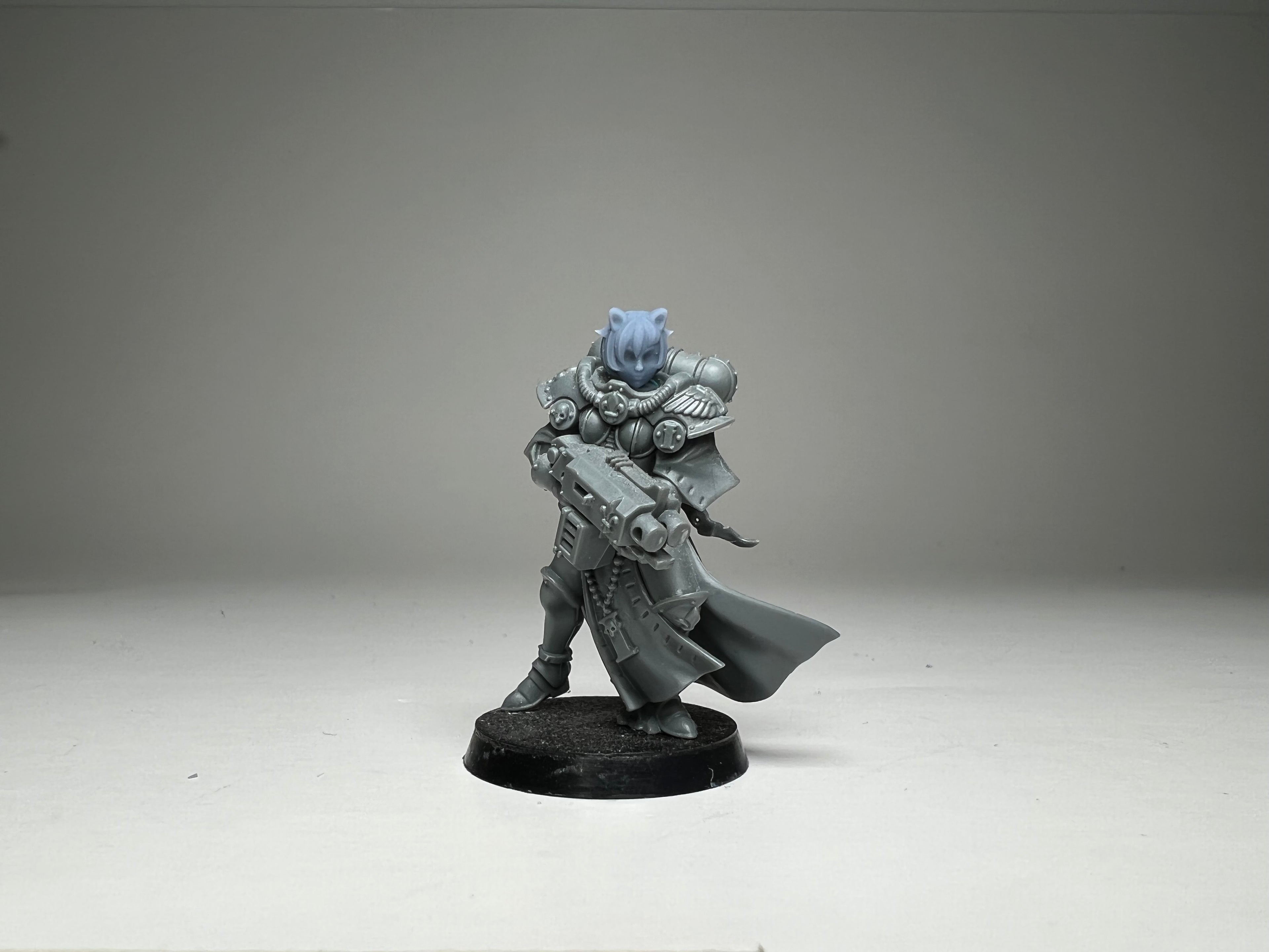 Sci-Fi Space Neko Nuns female head pack 1, Bob Cuts. 3D printed conversion bits.