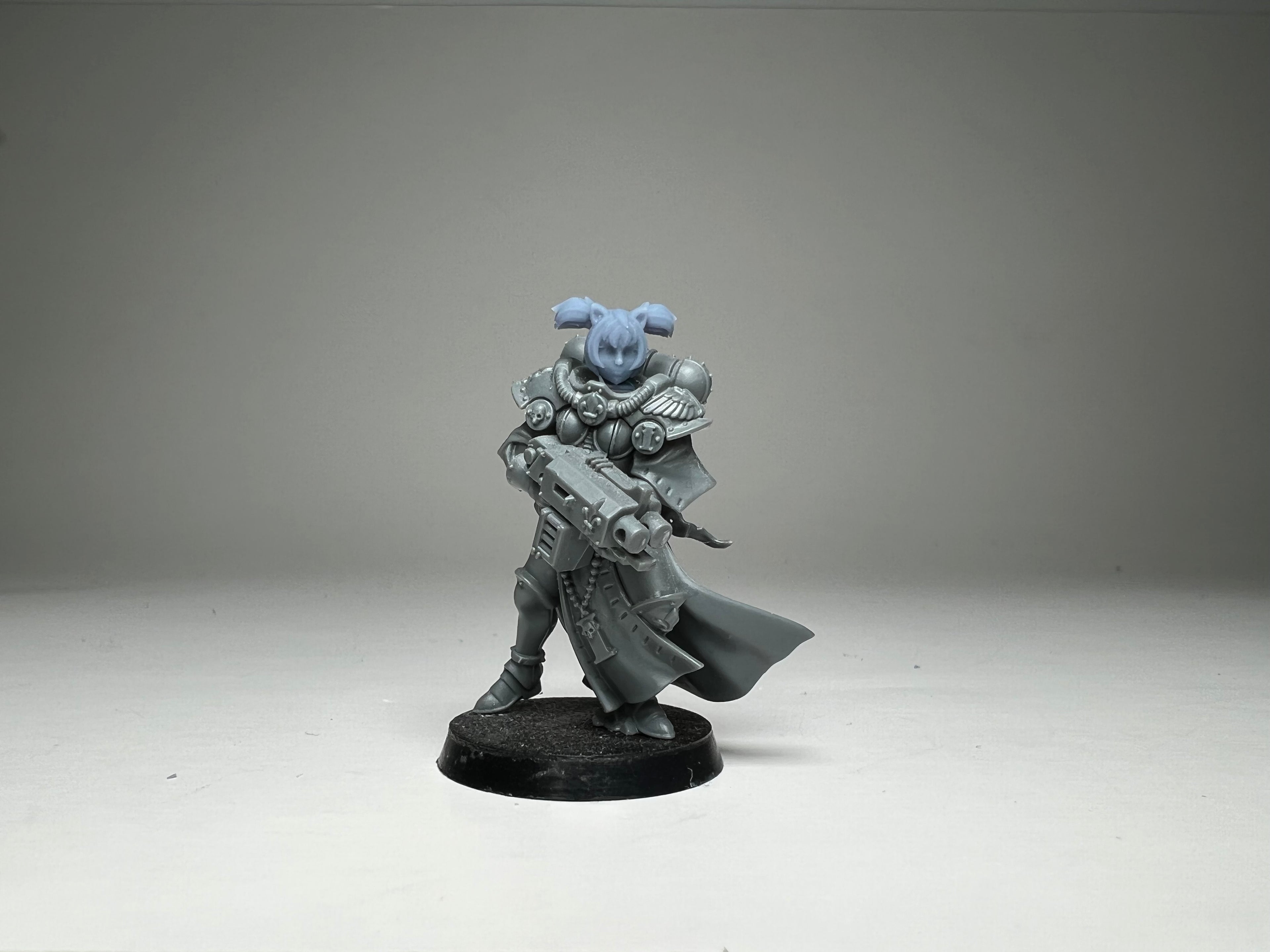 Sci-Fi Space Neko Nuns female head pack 1, Bob Cuts. 3D printed conversion bits.