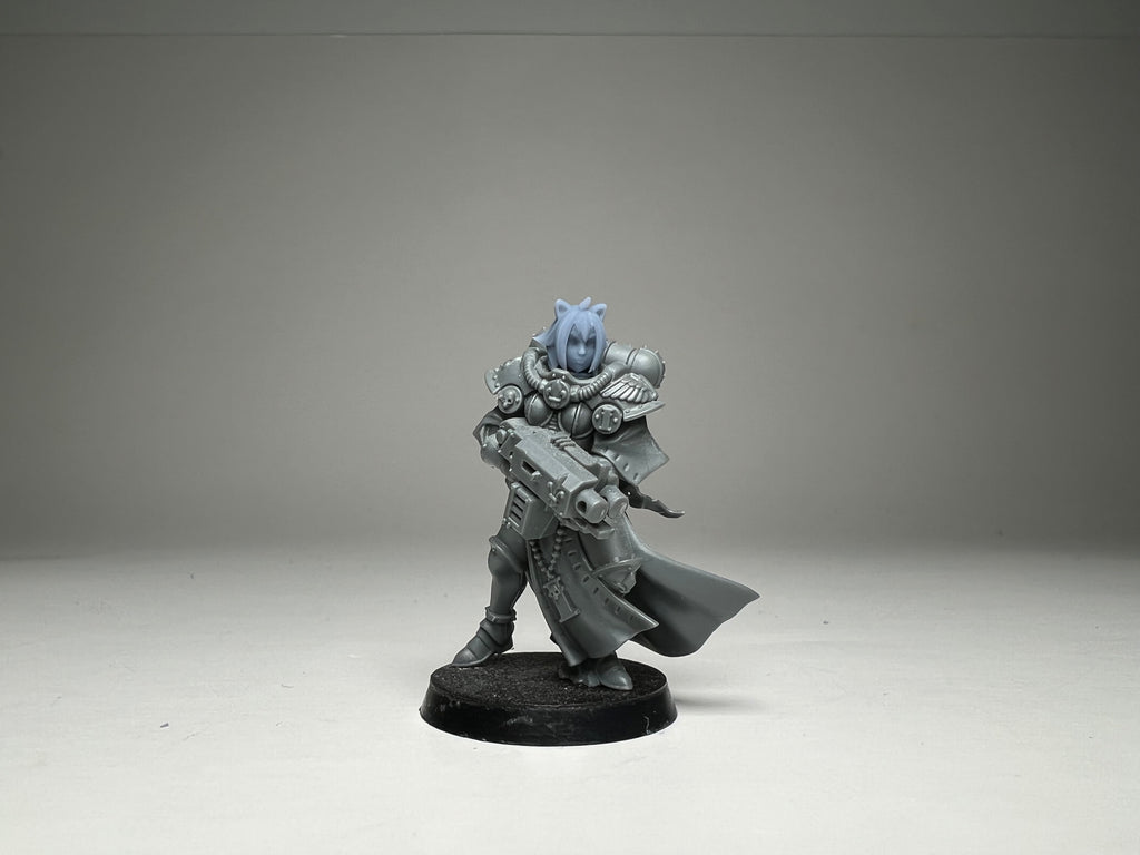 Sci-Fi Space Neko Nuns female head pack 1, Bob Cuts. 3D printed conversion bits.
