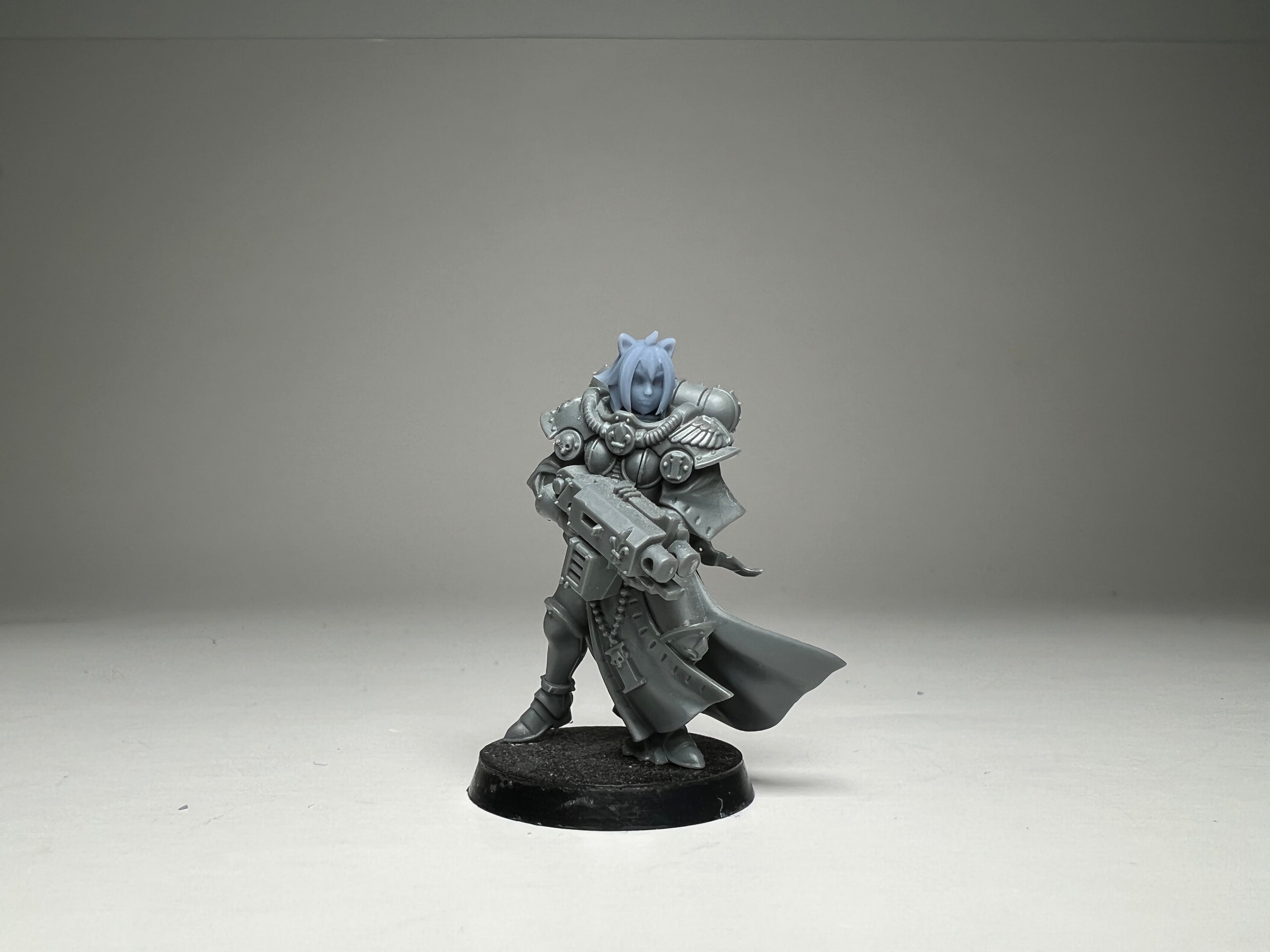 Sci-Fi Space Neko Nuns female head pack 1, Bob Cuts. 3D printed conversion bits.