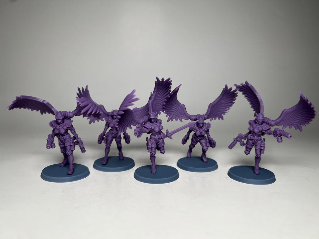 Space Nuns Angels squad with pistols (5 models). 3D printed minis
