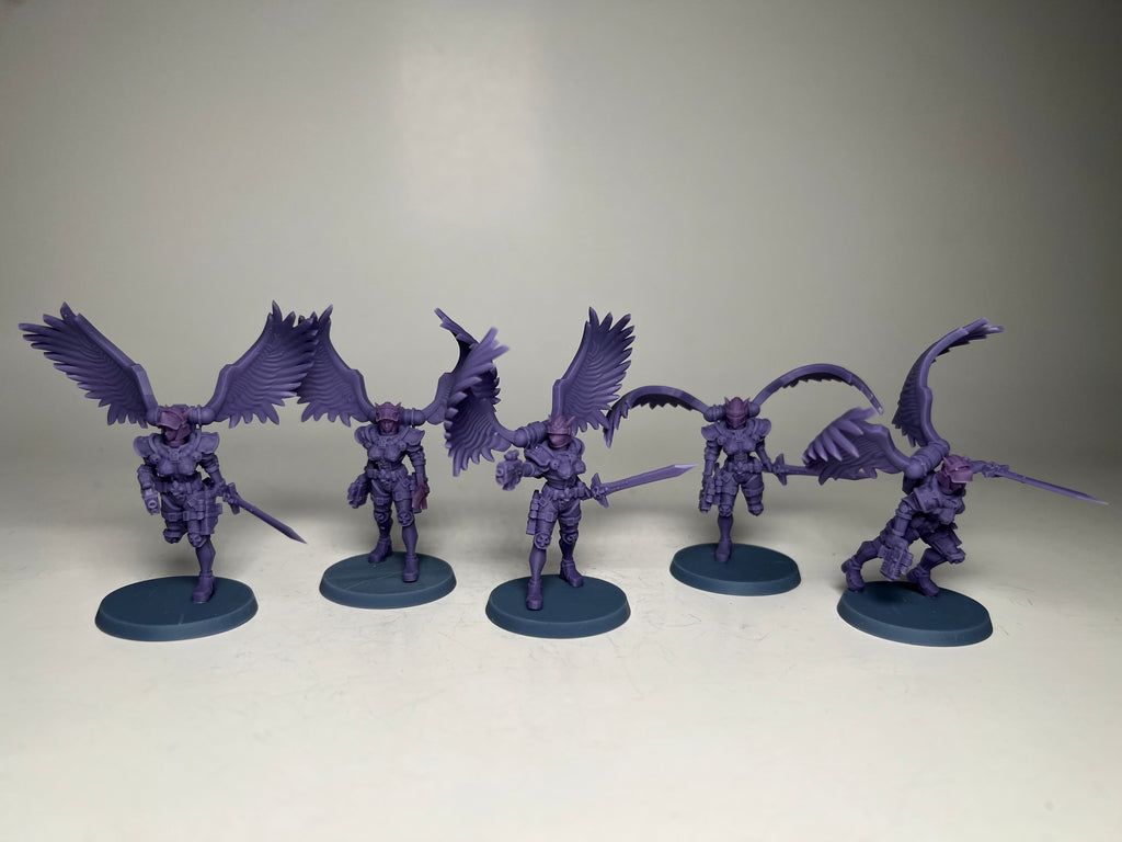Space Nuns Angel squad with swords (5 models). 3D printed minis
