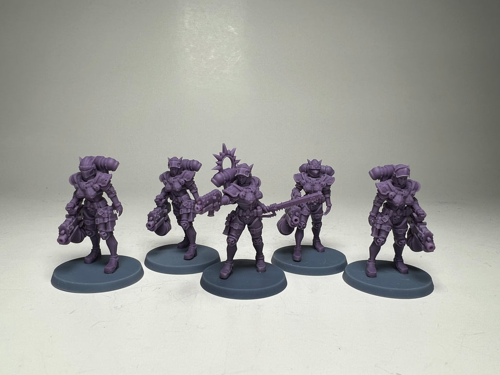 Space Nuns Heavy Gunner squad (5 models). 3D printed minis
