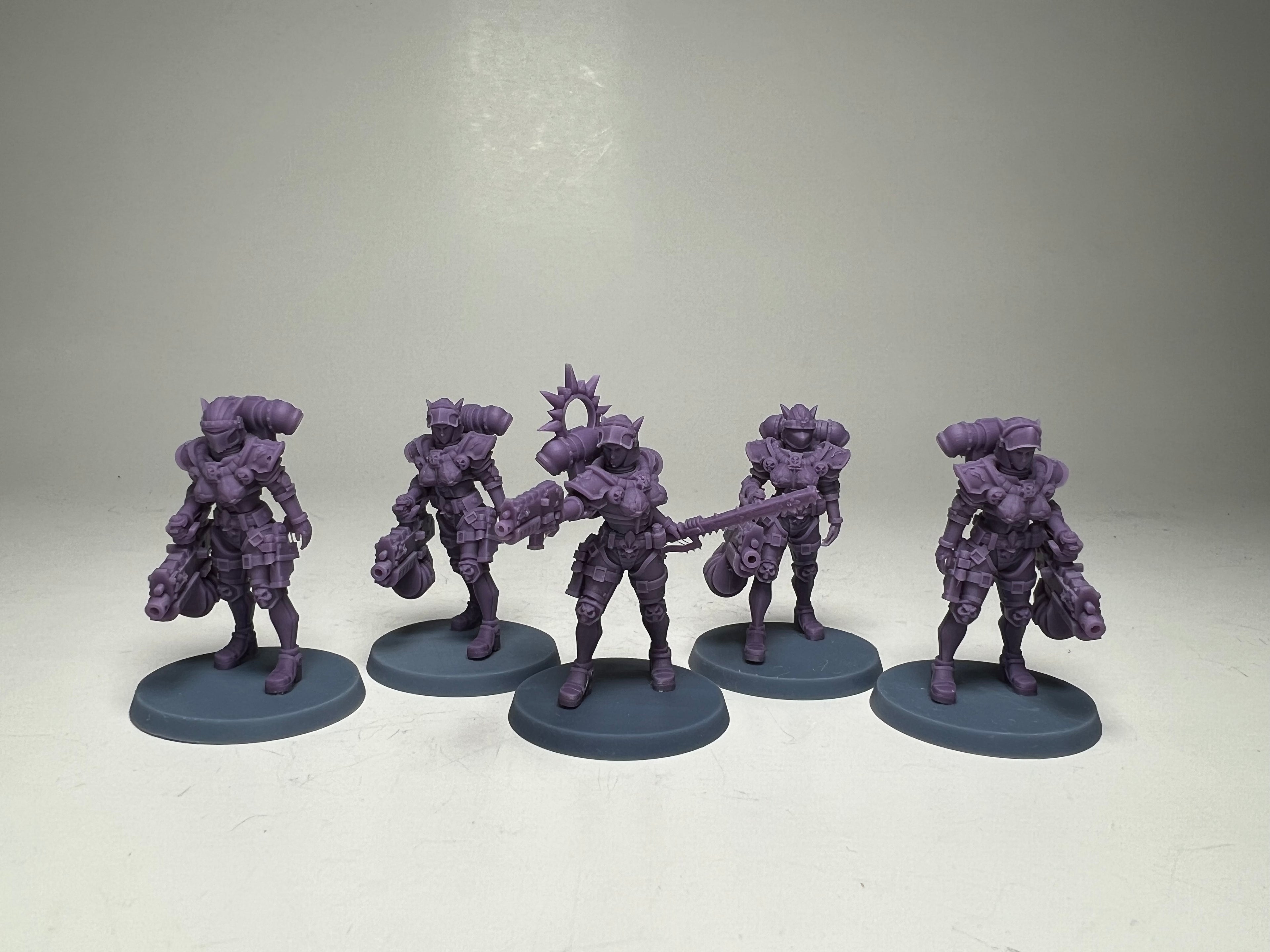 Space Nuns Heavy Gunner squad (5 models). 3D printed minis