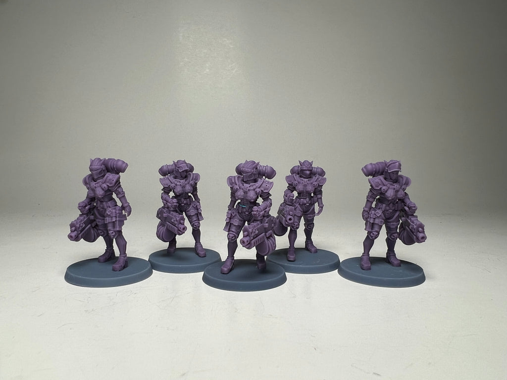 Space Nuns Heavy Gunner squad (5 models). 3D printed minis