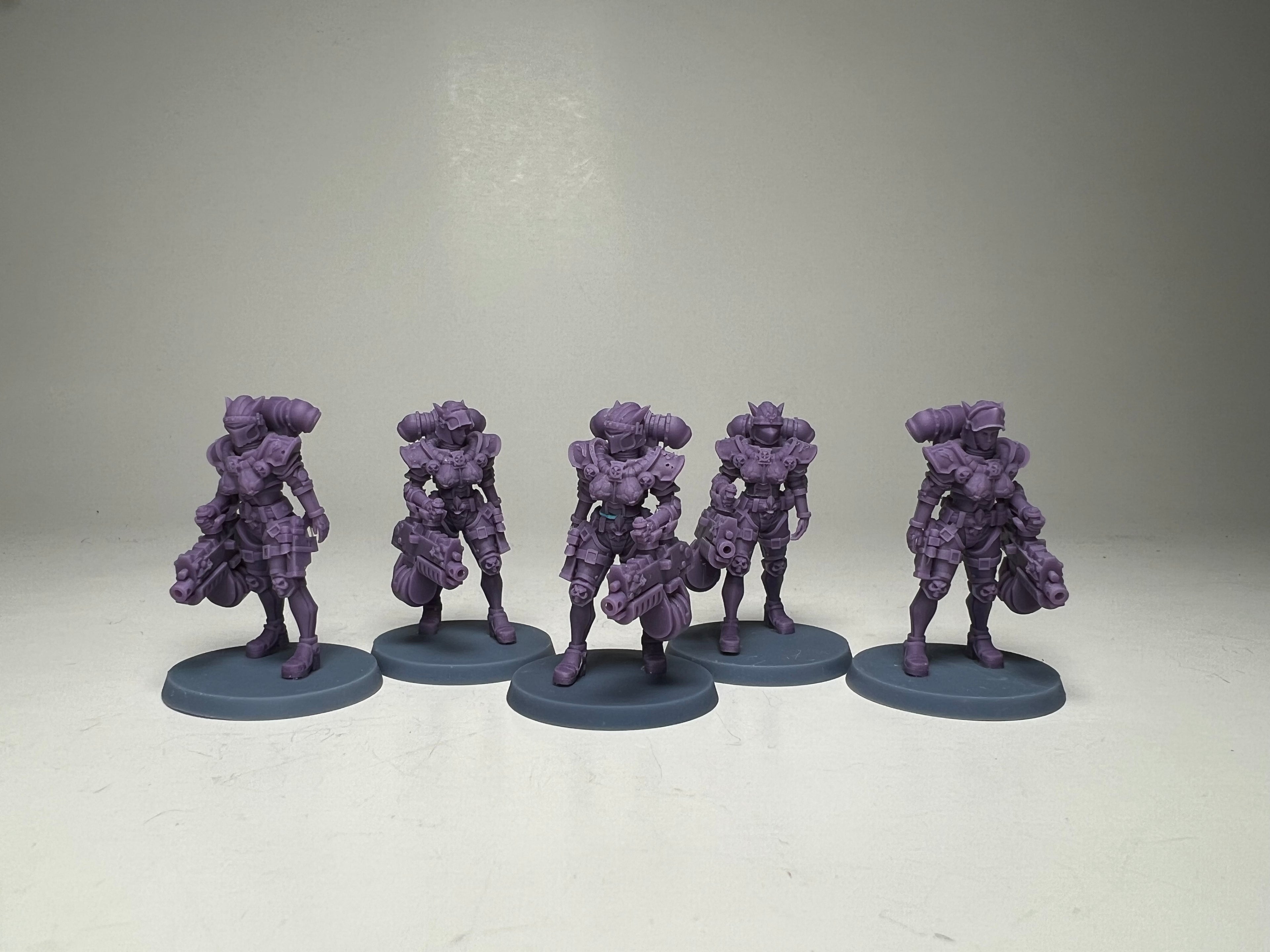 Space Nuns Heavy Gunner squad (5 models). 3D printed minis