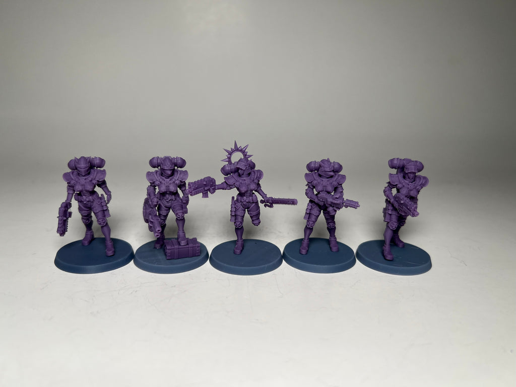Space Nuns Battle Nuns squad (10 models). 3D printed minis.