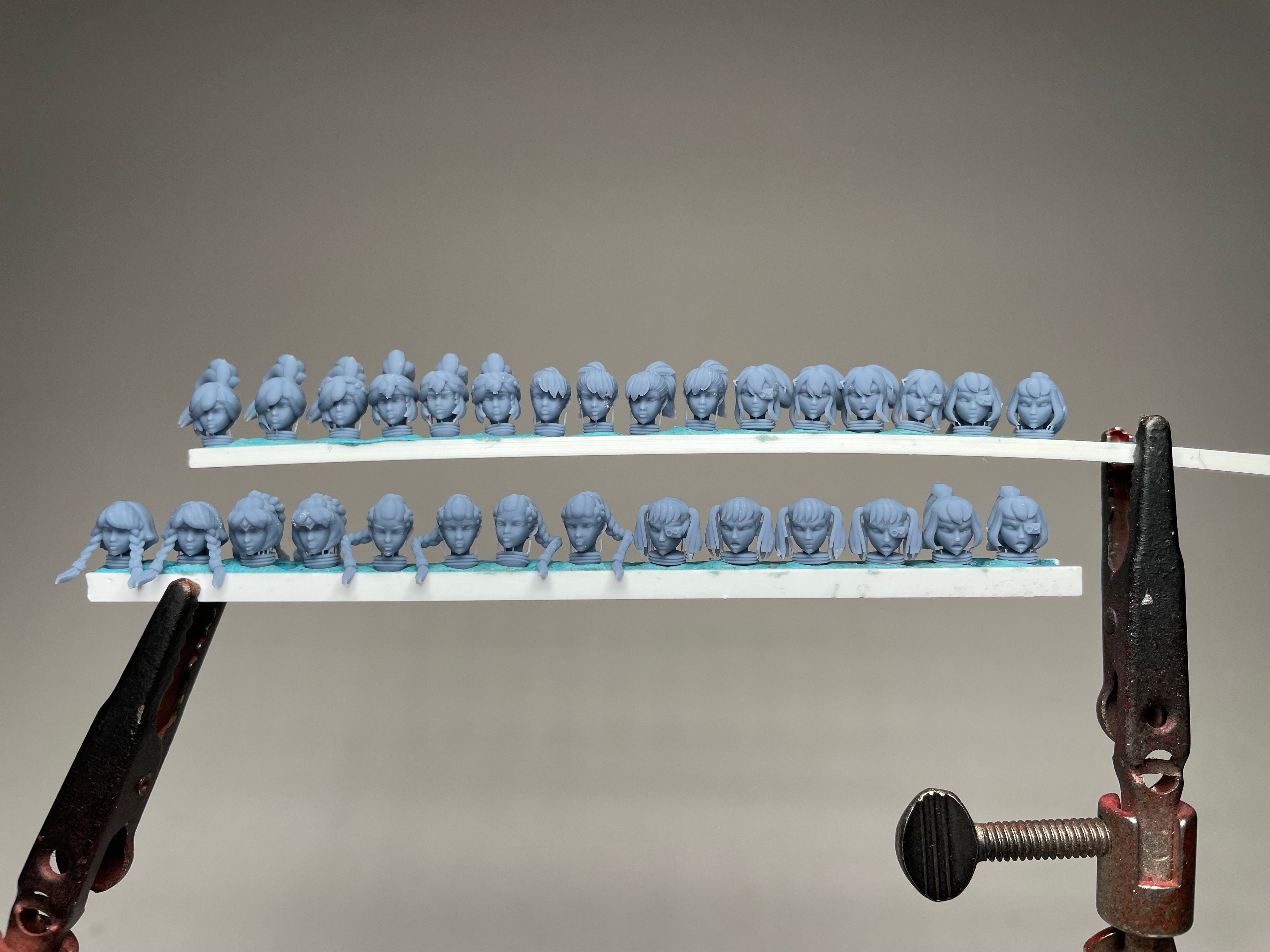 Sci-Fi Space Nuns female head pack 12, Ponytails. 3D printed conversion bits.