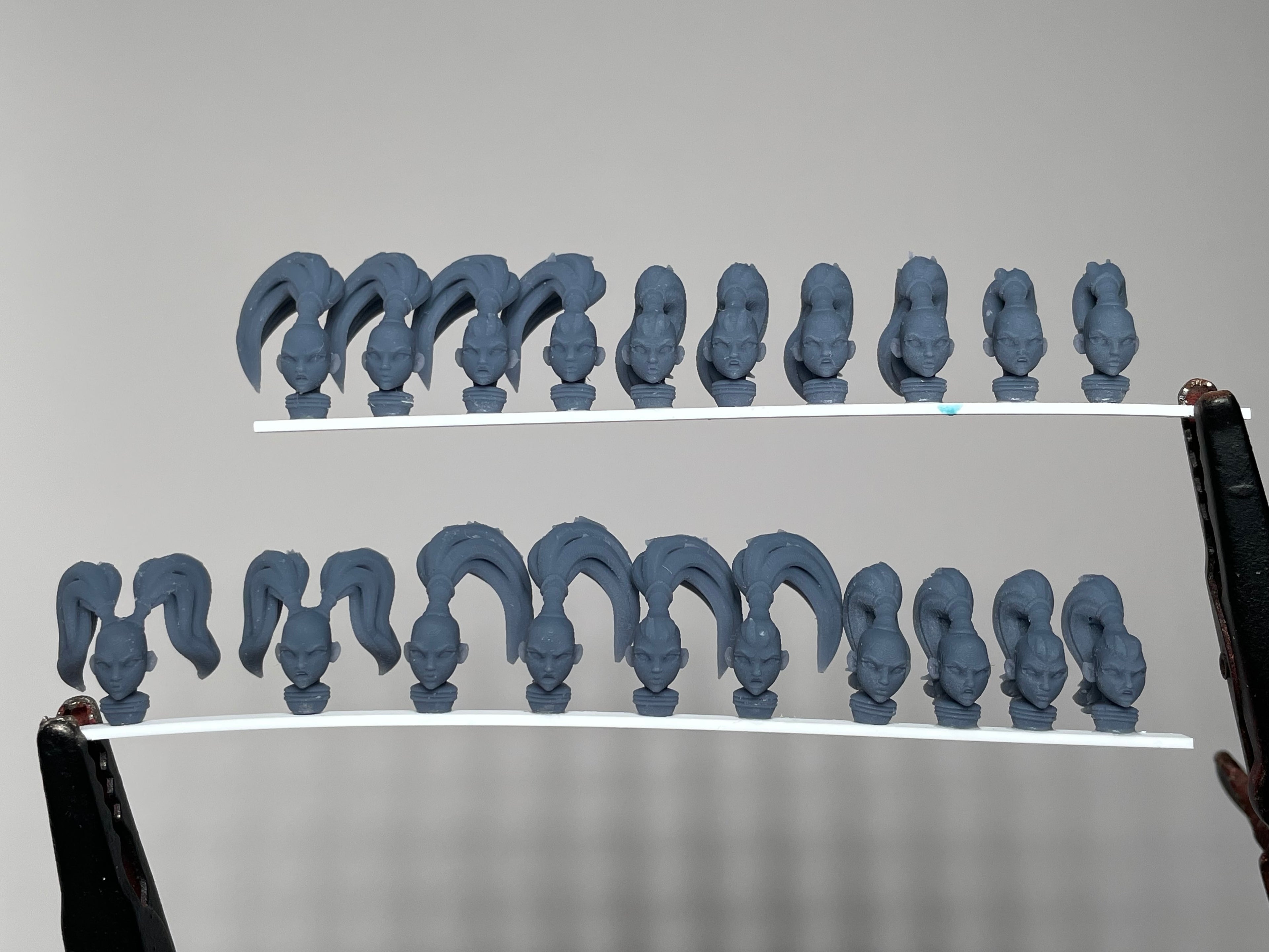 Sci-Fi Space Nuns female head pack 2, Top Knot Ponytails. 3D printed conversion bits.