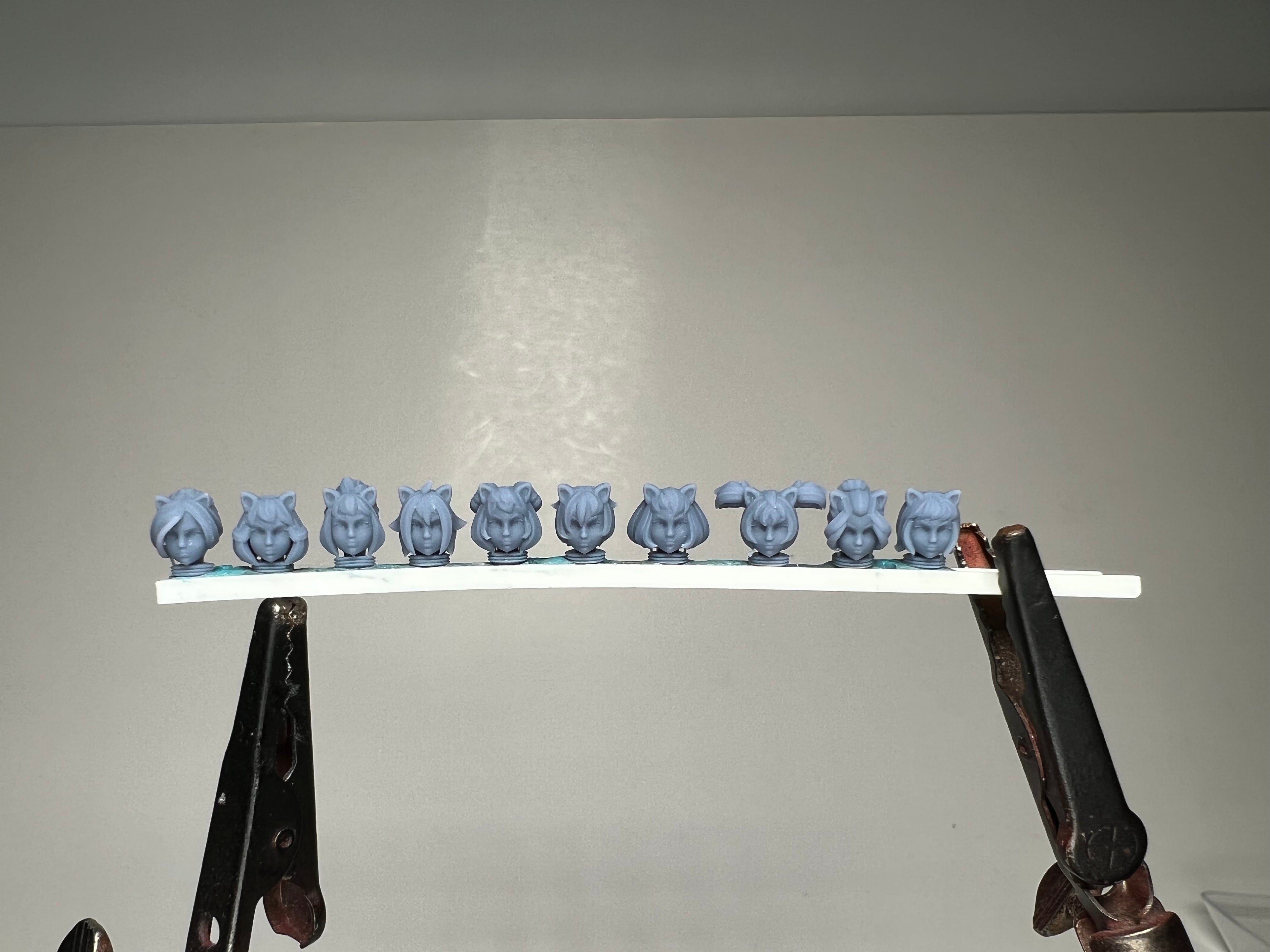 Sci-Fi Space Neko Nuns female head pack 1, Bob Cuts. 3D printed conversion bits.