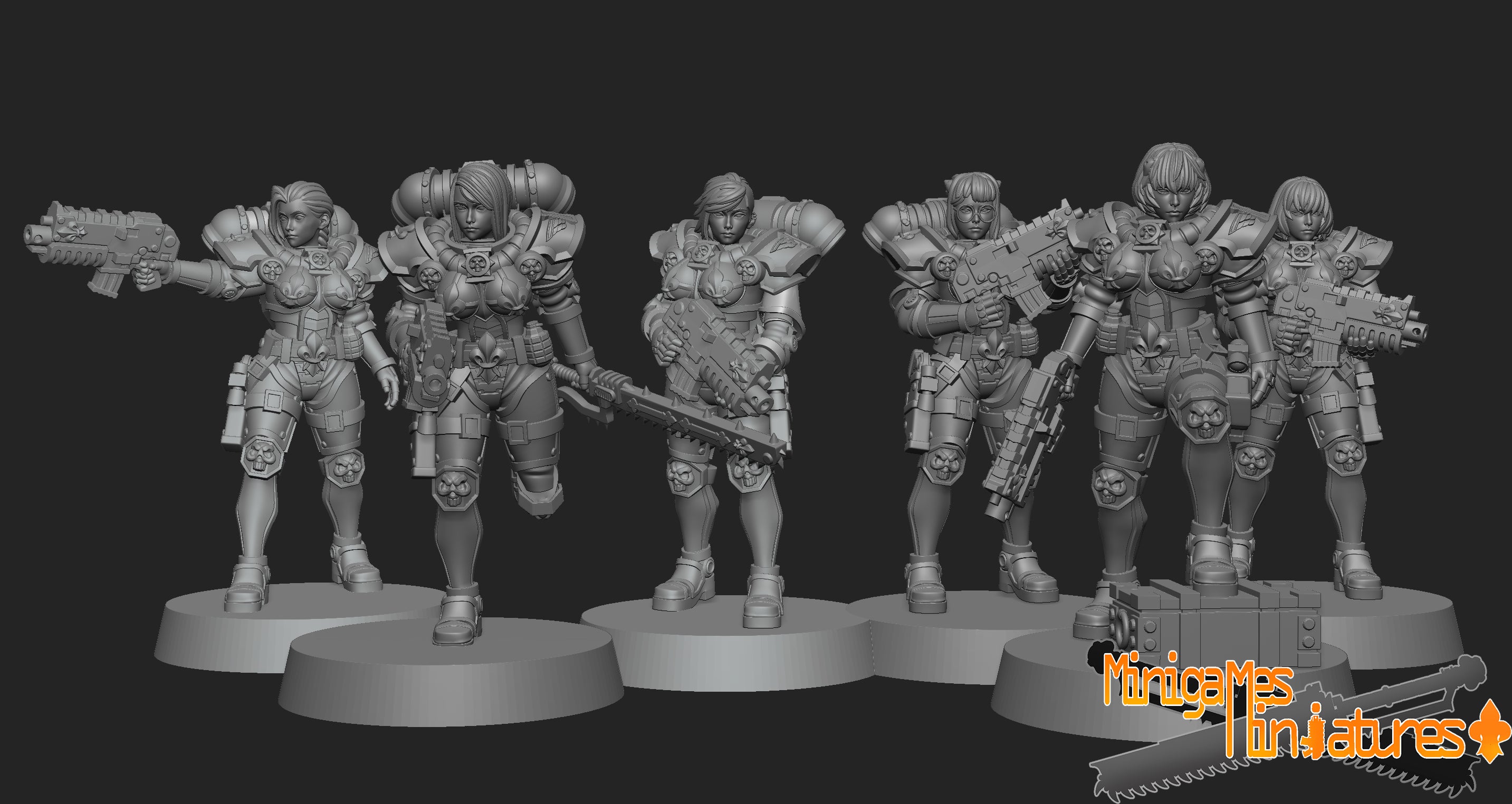 Space Nuns Battle Nuns squad (10 models). 3D printed minis.