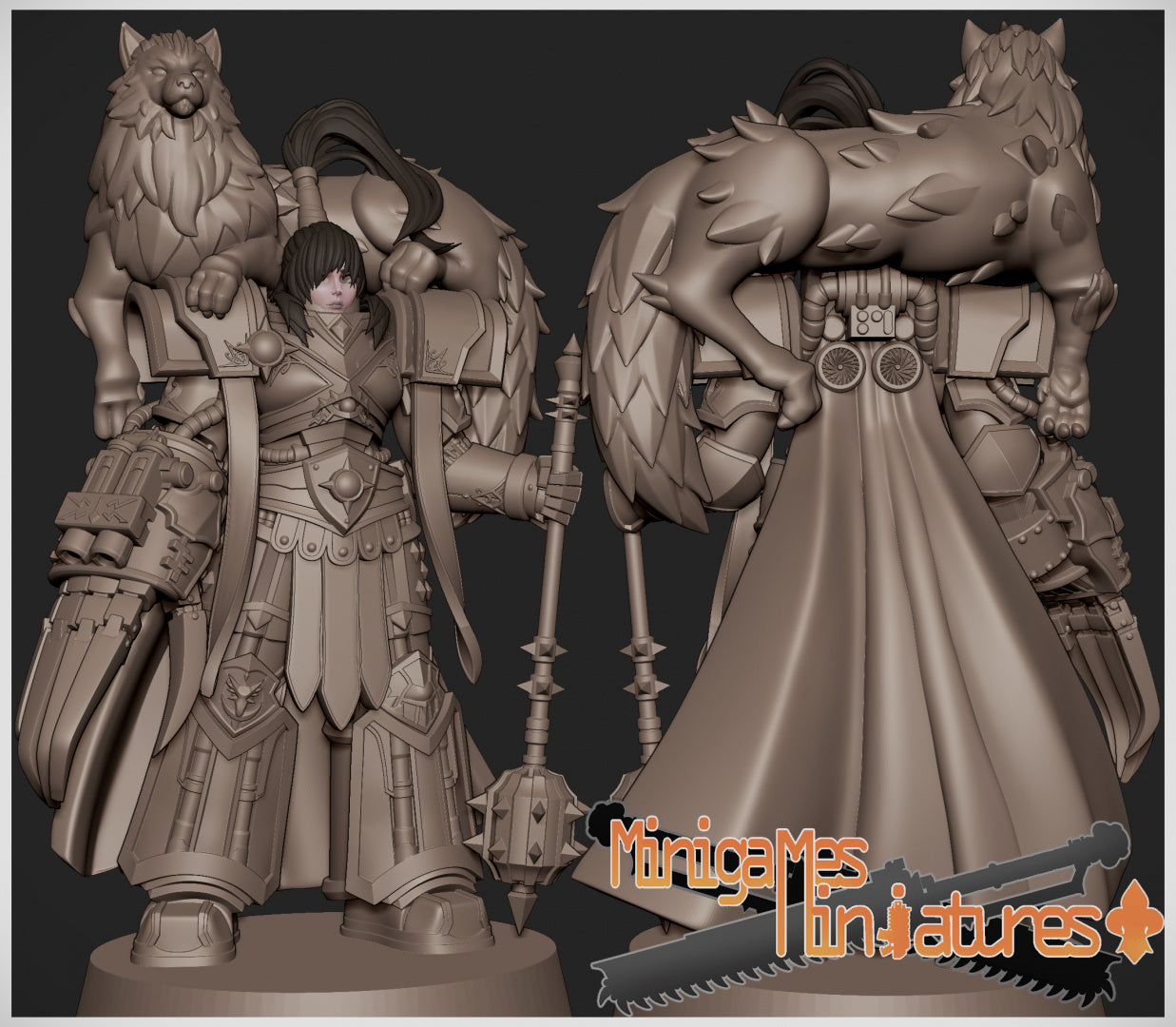 Matriarch Lady Horus v1 (no wolf). 3D printed mini.
