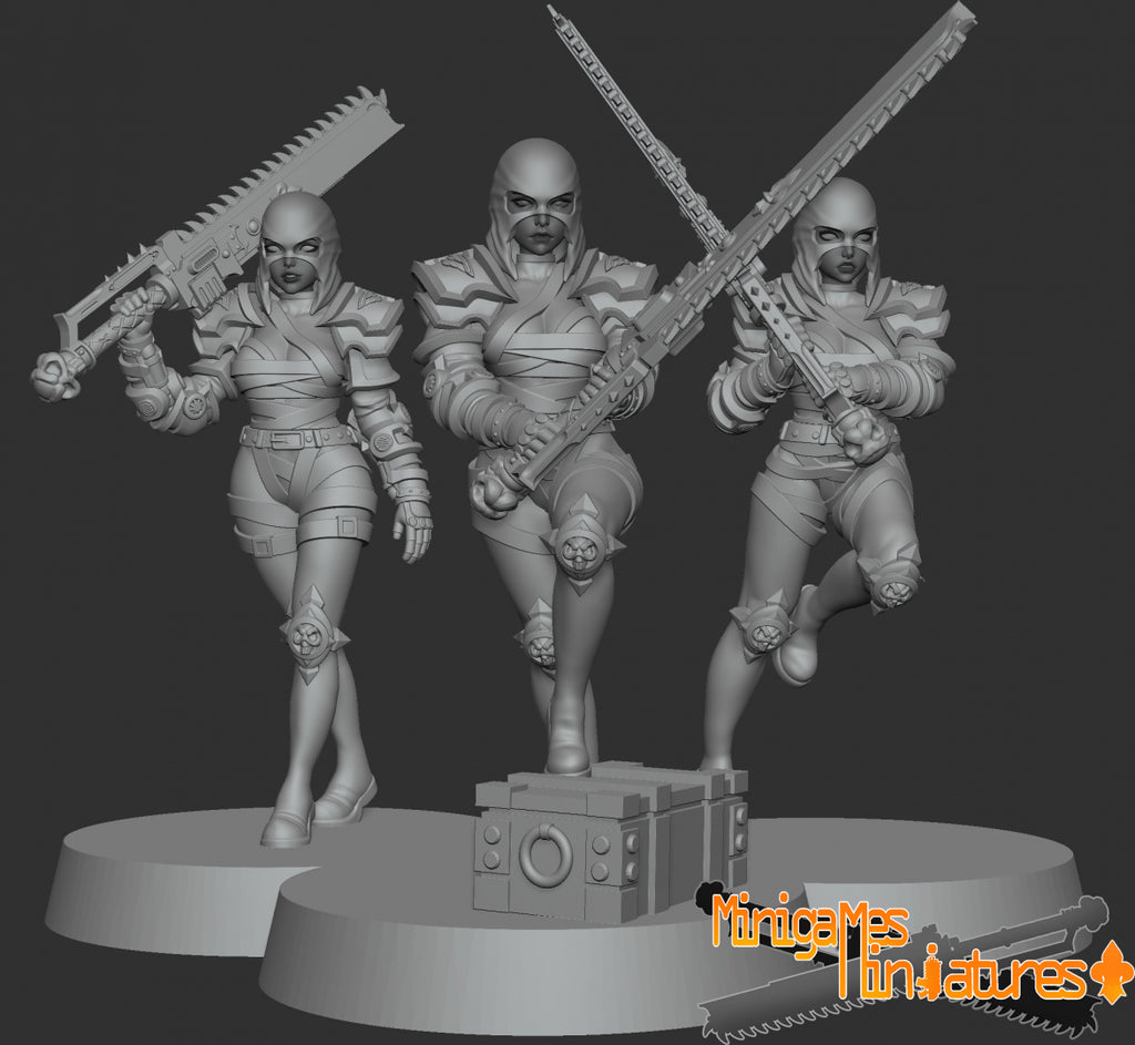 Space Nuns Repenters squad (10 models). 3D printed minis.